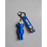 3D PVC Figure Keychain - KAWS - Blue Fuzzy Standing Companion