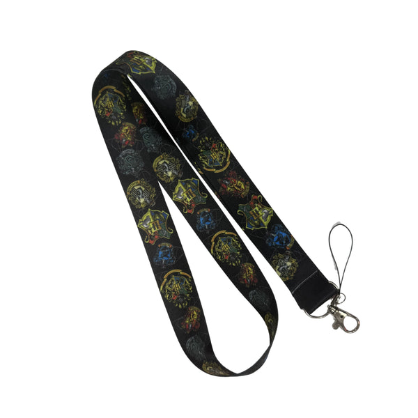 Lanyard - Harry Potter - Hogwarts House Crests Black