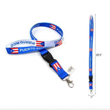 Lanyard - Puerto Rico - Blue and White Flag Detachable Buckle