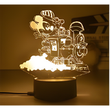 3D LED Night Light - Disney - Mickey Mouse riding a train