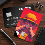 Credit Card Skin Sticker - One Piece - Monkey D. Luffy Smiling Widely On Red
