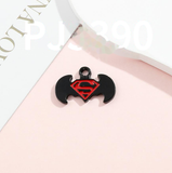Bracelet Charm - DC Comics - red and black Batman bat logo