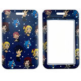 ID Card Badge Holder - Fairy Tail - Chibi Fairy Tail Characters On Blue Starry Background