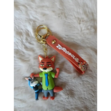 3D PVC Figure Keychain - Zootopia - Nick Wilde Judy Hopps Kicking