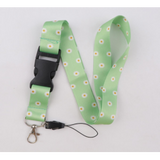 Lanyard - Green with White and Yellow Daisy Pattern