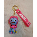 3D PVC Figure Keychain - Gabby's Dollhouse - DJ Catnip In Pink Hoodie With Colorful Tentacles