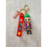 3D PVC Figure Keychain - Batman Harley Quinn - Joker Purple Coat Skirt