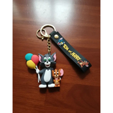 3D PVC Figure Keychain - Tom and Jerry - Tom Jerry Holding Balloons