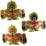 3D Lenticular Sticker - Dragon Ball - Broly Black Green Yellow Aura Three Panels Wide