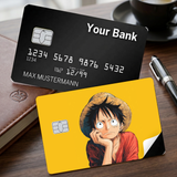 Credit Card Skin Sticker - One Piece - Pensive Monkey D. Luffy On Yellow