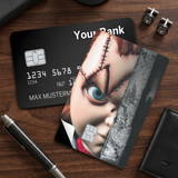 Credit Card Skin Sticker - Child's Play - Chucky Doll Stitched Face Split Close-up