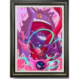 3D Light Frame - Pokémon - Gengar With Gastly, Pink And Purple Smoke