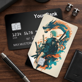 Credit Card Skin Sticker - One Piece - Roronoa Zoro With Teal Dragon And Flames