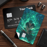Credit Card Skin Sticker - One Piece - Roronoa Zoro Teal Water Aura - Holographic