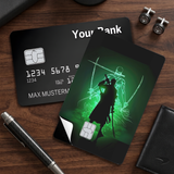 Credit Card Skin Sticker - One Piece - Roronoa Zoro Silhouette With Green Swords - Holographic