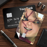 Credit Card Skin Sticker - Child's Play - Chucky Doll Stitched Face Close-up