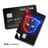 Credit Card Skin Sticker - Transformers - Neon Red Blue Autobot Emblem - Holographic