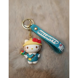 3D PVC Figure Keychain - Hello Kitty - Kitty In Hat Holding Pinwheel
