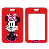 ID Card Badge Holder - Mickey & Friends - Minnie Mouse Posing Red Background