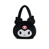 Plush Purse - Sanrio - Kuromi Black Plush Face Top-Handle Handbag