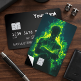Credit Card Skin Sticker - One Piece - Roronoa Zoro Green Flame Aura - Holographic