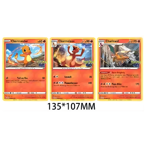 3D Lenticular Sticker - Pokémon - Charmander, Charmeleon & Charizard Cards