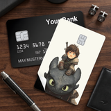 Credit Card Skin Sticker - How to Train Your Dragon - Chibi Hiccup Riding Toothless - Holographic
