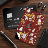 Credit Card Skin Sticker - Harry Potter - Magical Items Pattern Red Background - Holographic