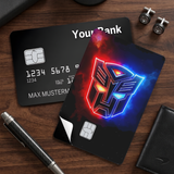 Credit Card Skin Sticker - Transformers - Neon Red Blue Autobot Emblem - Holographic