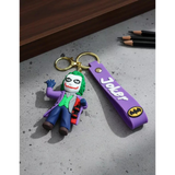 3D PVC Figure Keychain - Batman Joker - Chibi Joker Waving