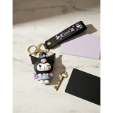 3D PVC Figure Keychain - Kuromi - Wonderland Outfit Holding Plush