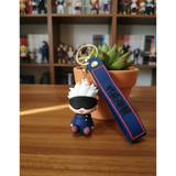 3D PVC Figure Keychain - Jujutsu Kaisen - Chibi Gojo Blindfold Sitting
