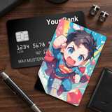 Credit Card Skin Sticker - DC Comics - Chibi Superman Flying Through Sky - Holographic