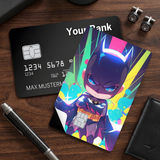Credit Card Skin Sticker - DC Comics - Chibi Batman In Colorful Cyberpunk Style - Holographic
