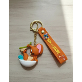 3D PVC Figure Keychain - Tom and Jerry - Jerry Bathing With Brush