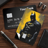 Credit Card Skin Sticker - DC Comics - Gritty Batman On Yellow Background - Holographic