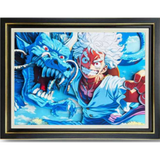 3D Light Frame - One Piece - Gear 5 Luffy (White Hair, Wide Grin) Battling A Blue Dragon