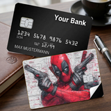 Credit Card Skin Sticker - Marvel - Deadpool Pointing Two Pistols Sketch Art - Holographic