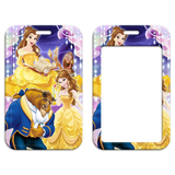 ID Card Badge Holder - Beauty and the Beast - Beauty and the Beast - Belle and Beast Purple Sparkle Background