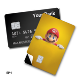Credit Card Skin Sticker - Super Mario - Peeking Mario Yellow Background