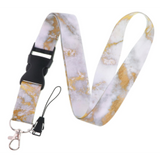 Lanyard - White and Gold Marble