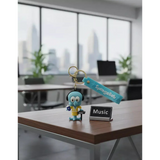 3D PVC Figure Keychain - SpongeBob SquarePants - Squidward Tentacles With Headphones And Drink