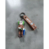 3D PVC Figure Keychain - KAWS - Brown Companion Holding Blue Figure