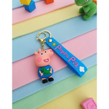 3D PVC Figure Keychain - Peppa Pig - George Pig Holding Dinosaur
