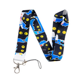 Lanyard - Black Cats with Yellow Eyes and Blue/White Splatter