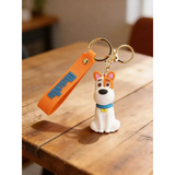 3D PVC Figure Keychain - Mascotas - Max Sitting Blue Collar