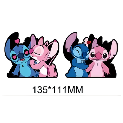 3D Lenticular Sticker - Disney - Stitch & Angel Heart-Eyed Kiss and Hug Moments