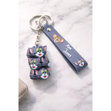 3D PVC Figure Keychain - Tom and Jerry - Tom Cat Stack