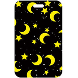 ID Card Badge Holder - Yellow Moons And Stars On Dark Blue