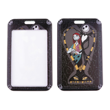 ID Card Badge Holder - The Nightmare Before Christmas - Jack And Sally Embracing Inside Yellow-Black Striped Heart